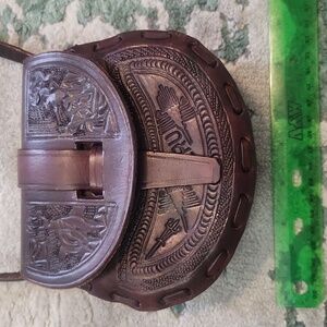 Handmade Brown Leather Crossbody Bag from PERU